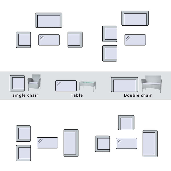 bigzzia Rattan Garden Furniture Set, 4 piece Patio Rattan furniture sofa Weaving Wicker includes 2 Armchairs,1 Double seat Sofa and 1 table (Black)