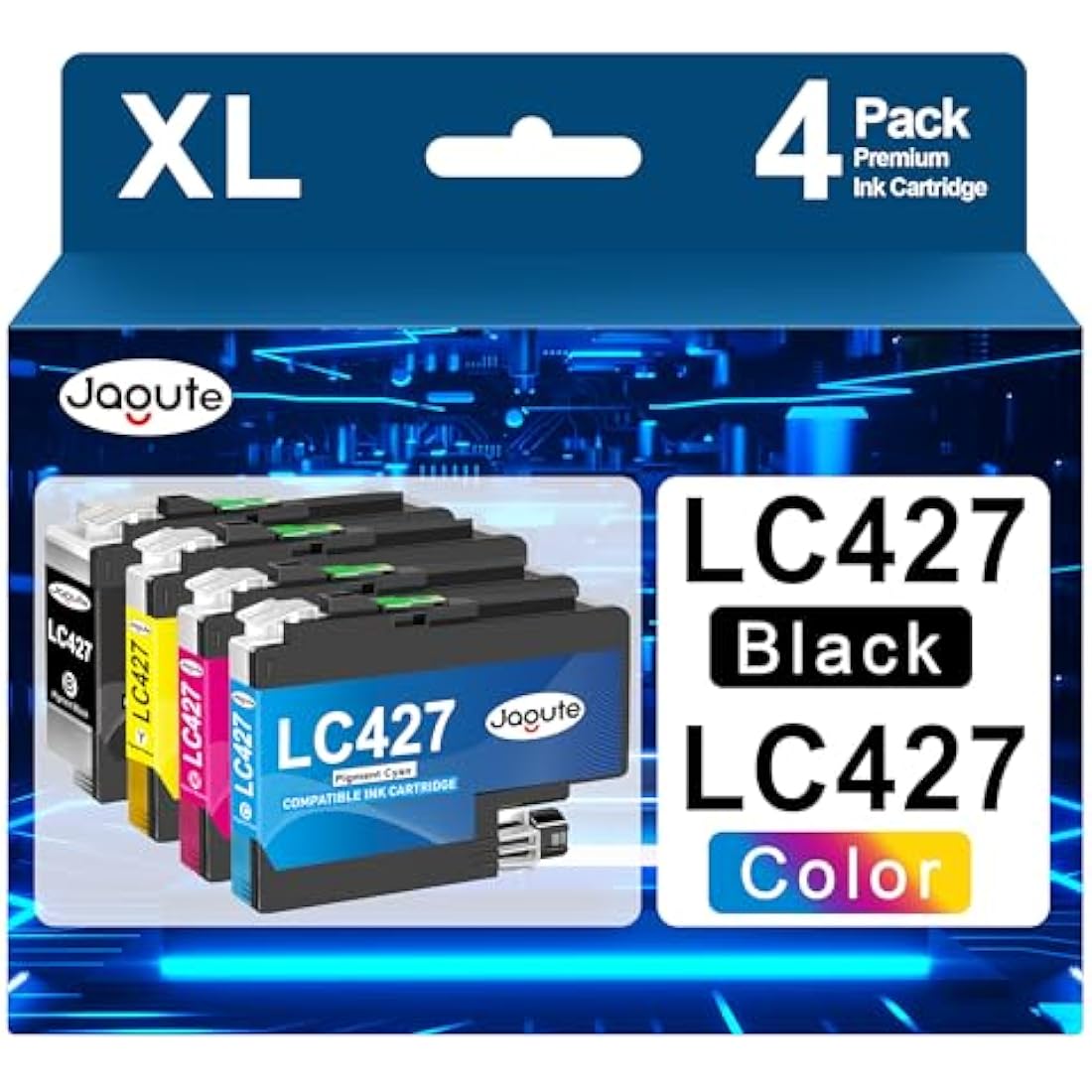 Jagute 4 Pack LC427 Ink Cartridges Compatible with Brother LC427 LC427XL Ink Cartridges Black and Colour Multipack for Brother MFC-J5955DW MFC-J6955DW MFC-J6957DW MFC-J6959DW HL-J6010DW Printers