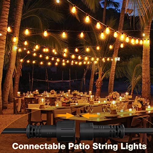 GLUROO 120FT Festoon Lights Outdoor, Garden Patio String Lights Mains Powered, 2200K Warm White, ST38 Waterproof LED String Lights with 62 Plastic Vintage Bulbs for Backyard Party Wedding