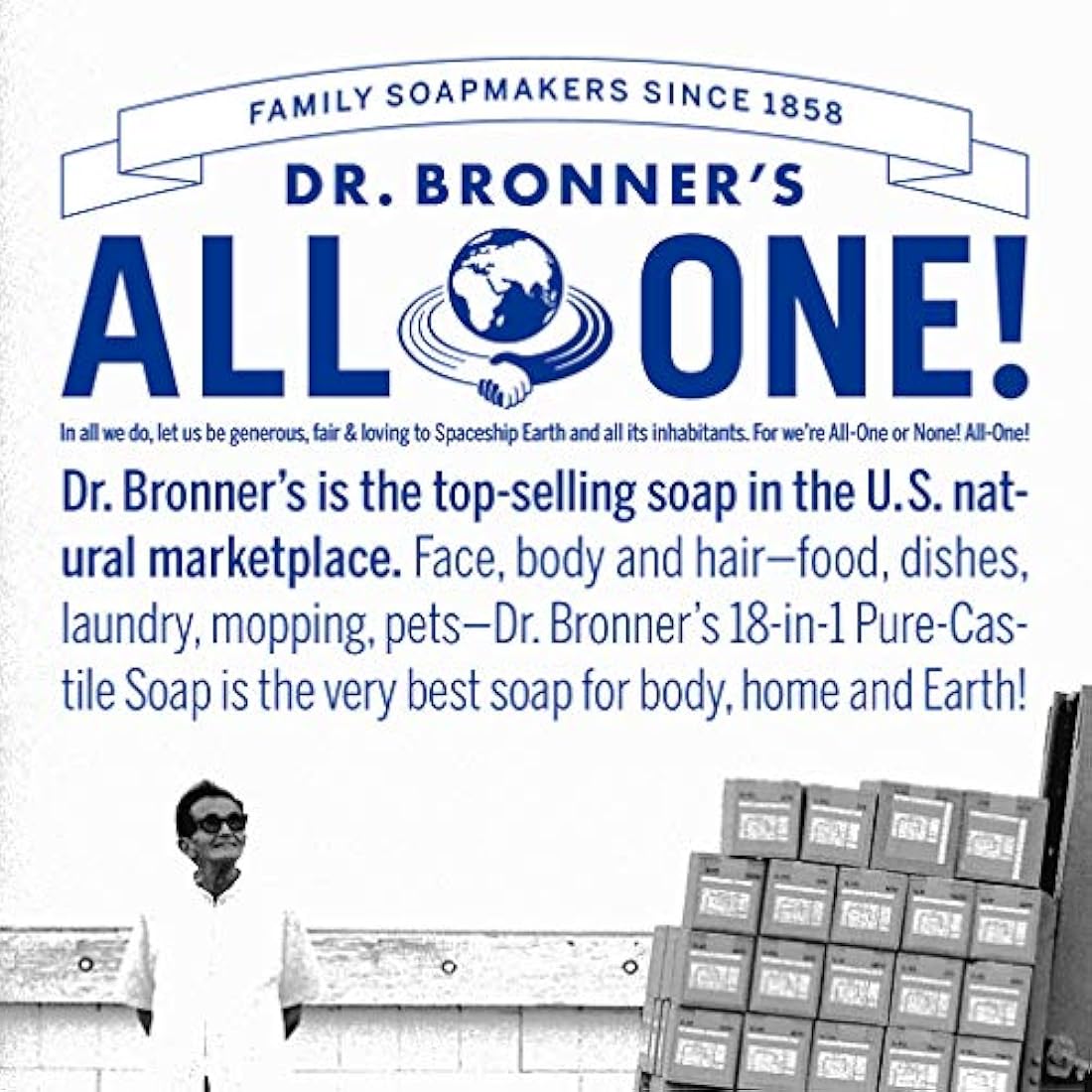 Dr Bronner’s 4-in-1 Organic Peppermint Soap, Made with Organic Oils and Shikakai Powder, For Hands, Body, Face & Hair, Fair Trade Certified & Vegan Friendly, 335ml Recycled Pump Bottle