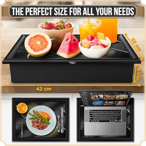 Empire Lap Tray with Bean Bag Cushion – Wooden Soft Padded Lap Tray with Cushion for Eating, Drinking & Laptop – Ideal for Breakfast, Dinner, Snacks & Work – Comfortable, Portable with Sturdy Design