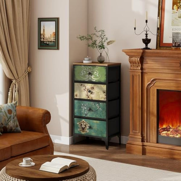 LYNCOHOME Chest of Drawers, Slim Bedroom Furniture with 4 Drawers, Storage Unit for Hallway, Living Room, Entryway, Nursery