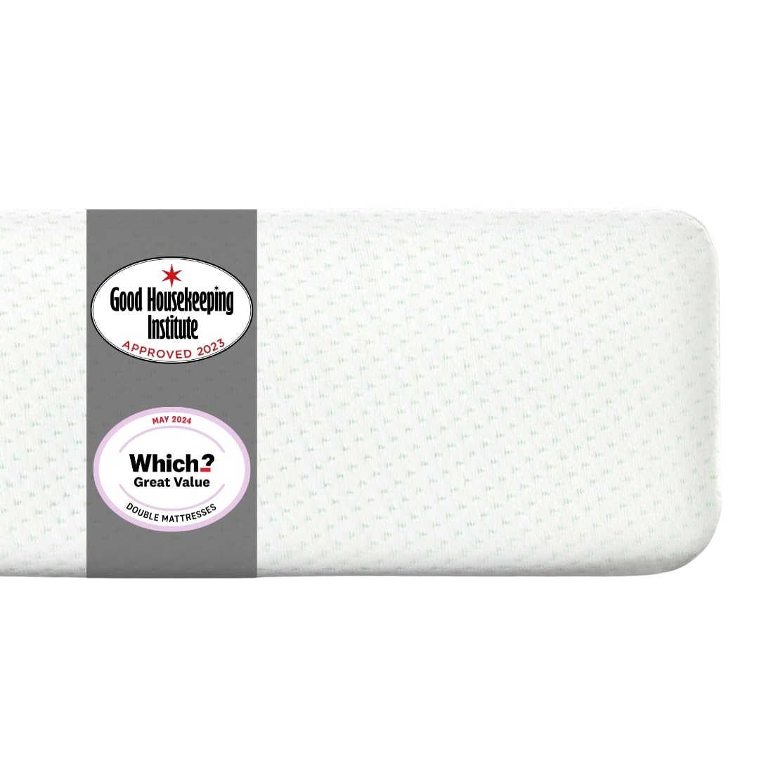 ZINUS Single Mattress - Memory Foam - 90x190cm/3x6ft - Height 13cm/5in - Medium Firmness - Orthopaedic Support with Comfort foam - Green tea Designed in UK standards