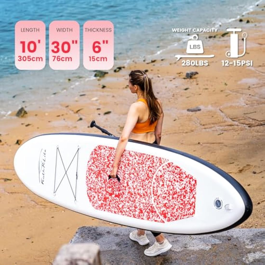 FEATH-R-LITE 10' &11' Inflatable Ultra-Light Stand Up Paddle Board for All Skill Levels Included with SUP, Adj Paddle, Pump, Backpack, Leash