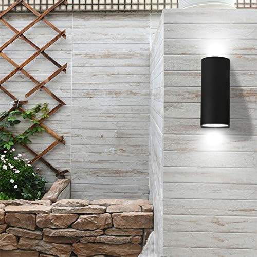 HLFVLITE 2-Pack Outdoor Wall Lights Aluminum Up/Down Outside Wall Lamp Exterior Wall Sconce, IP44 Waterproof Black Garden Lights for Patio, Terrace, Garden, Hallway, Balcony, Porch, Post, Pathway