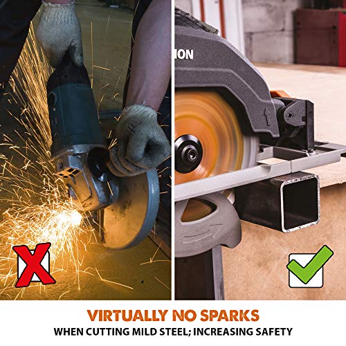 Evolution Power Tools R185CCSX Circular Saw With 1020 mm 3-Piece Track | Multi-Material Blade, Cuts Wood, Metal, Plastic & More | Incl Dust Port Adapter | 185mm (230v)