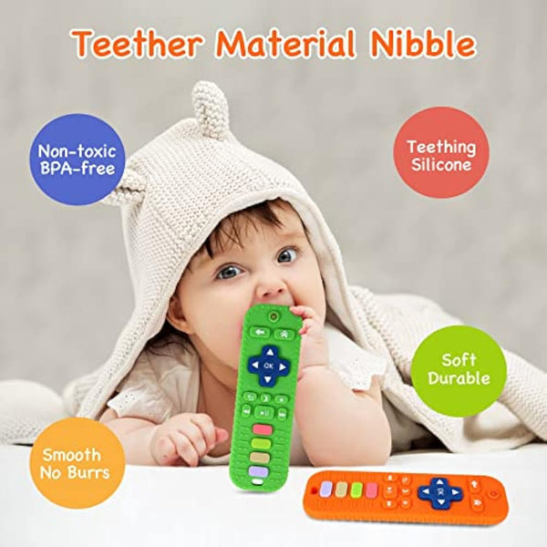 Hooku 2 Pack Remote Teether for Baby, Silicone Teethers for Babies 6-12 Months, Baby Teething Toys for Babies 0-6 Months, Sensory Toys for Babies, Toddler Infant Newborn Toys