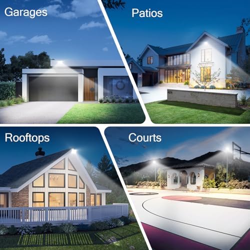 YIQIBRO LED Security Lighting Floodlight 100W - 10000LM IP67 Waterproof Outdoor Flood Lights Mains Powered, 7000K Cold White Outside Lights Mains Powered for Garden, Patio, Yard(2 Pack)