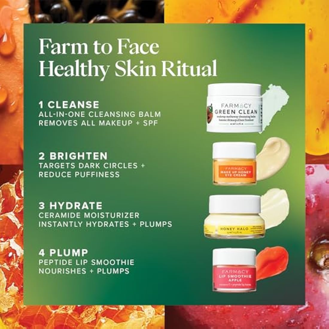 Farm to Face Bestsellers - Green Clean, Wake Up Honey, Honey Halo, Lip Smoothie