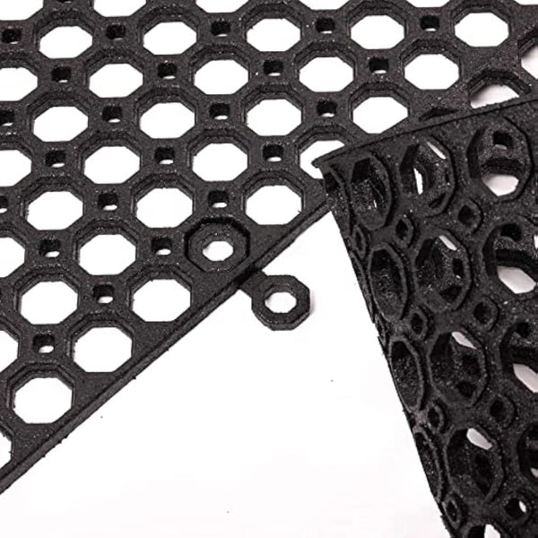 Honeycomb Outdoor Rubber Doormat Boot Scraper Front Door Mat, Heavy Duty Recycled Rubber with Drainage Holes, Anti Fatigue Dirt Scraper Playground Garden Matting (120x80cm, 1.3cm Thick, Extra Large)