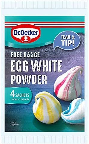Dr. Oetker Free Range Egg White Powder Sachets,140g, Pack of 7x(4x5g) - baking ingredients for store cupboard suitable for vegetarians, kids bakes, meringues, cakes, one sachet equals one egg
