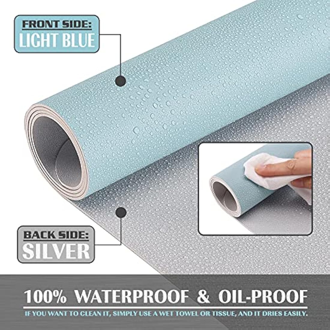 K KNODEL Small Office Leather Desk Mat, Mouse and Keyboard Pad, Computer and Laptop Mat, Desktop Protector and Cover, Writing Pad and Blotter (60x35cm, Light Blue)