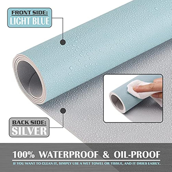 K KNODEL Small Office Leather Desk Mat, Mouse and Keyboard Pad, Computer and Laptop Mat, Desktop Protector and Cover, Writing Pad and Blotter (60x35cm, Light Blue)