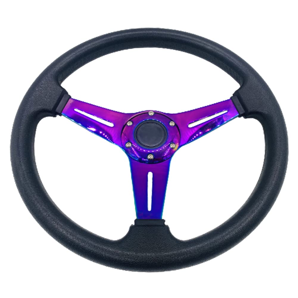 YEHICY Auto Racing Flat Steering Wheel with Purple Spokes 350mm 13.8”6 Bolts Grip Vinyl Leather Universal Simulation Game Steering Wheel For Logitech G29 G920 G923