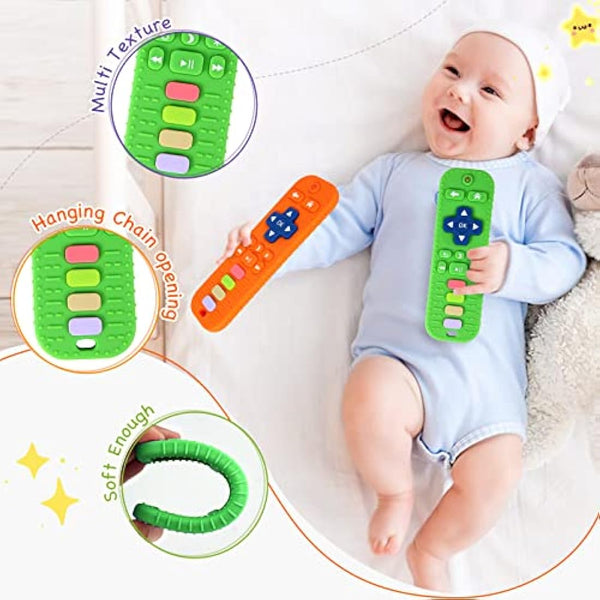 Hooku 2 Pack Remote Teether for Baby, Silicone Teethers for Babies 6-12 Months, Baby Teething Toys for Babies 0-6 Months, Sensory Toys for Babies, Toddler Infant Newborn Toys