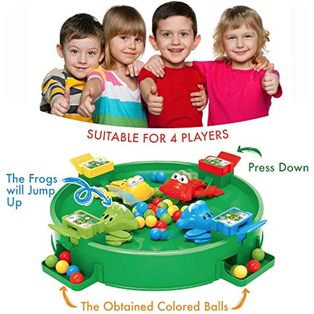 EPHIIONIY Bambiya Hungry Frogs Family Board Game – Intense Game of Quick Reflexes – 4 Player Classic Board Games Fun, Includes All Pieces Needed to Play – Frog Toy for Kids 3 Years and Older