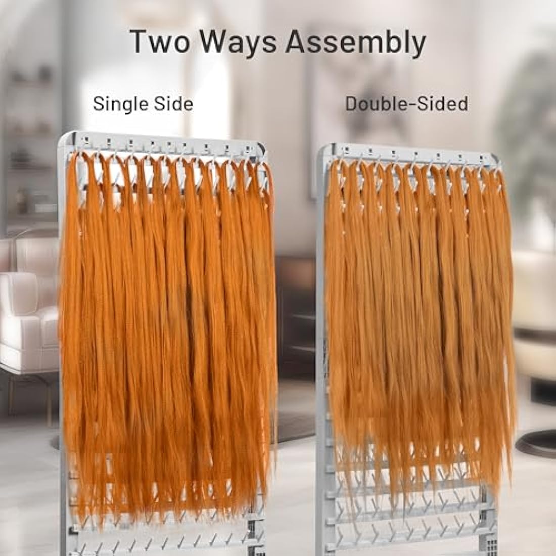 Adjustable Braiding Hair Rack 280 Pegs, 2-Sided Braid Rack for Hair Braiding, Height Adjustable Hair Separator Stand with Wheels, Pink Standing Braid Rack for Braiders Standing for Stylists