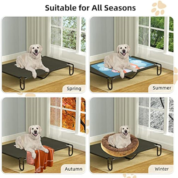 FAYDUDU Elevated Dog Bed Portable Raised Dog Beds with Washable Mesh Cooling Breathable Elevated Pet Bed Large for Indoor and Outdoor Use (XL, Black)