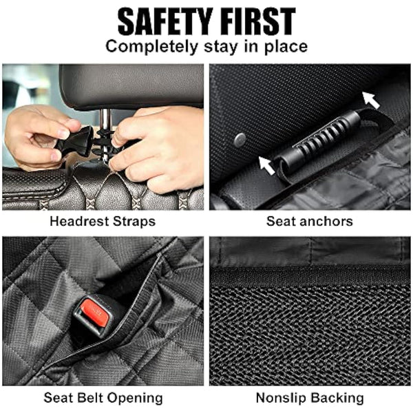 PLUTUS PET Dog Car Seat Cover for Back Seat with Side Flaps and Mesh Window, Waterproof Anti-scratch Nonslip Dog Hammock for Cars, Trucks and SUVs