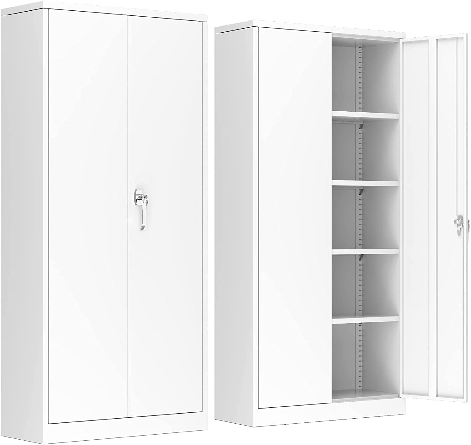 Metal Storage Cabinet with 2 Door and 3 Adjustable Shelves,140X80x40CM Steel Cabinet for Warehouse,Garage,Home,Office,Easy Assemble Required(Black/White)