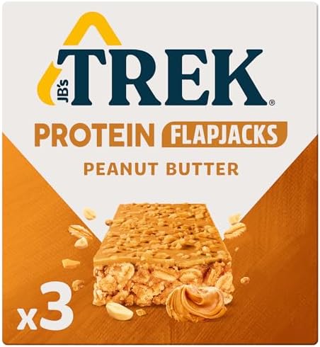 JB's Trek High Protein Flapjack Peanut Butter - Gluten Free - Plant Based - Vegan Snack - 50g X 36 Bars