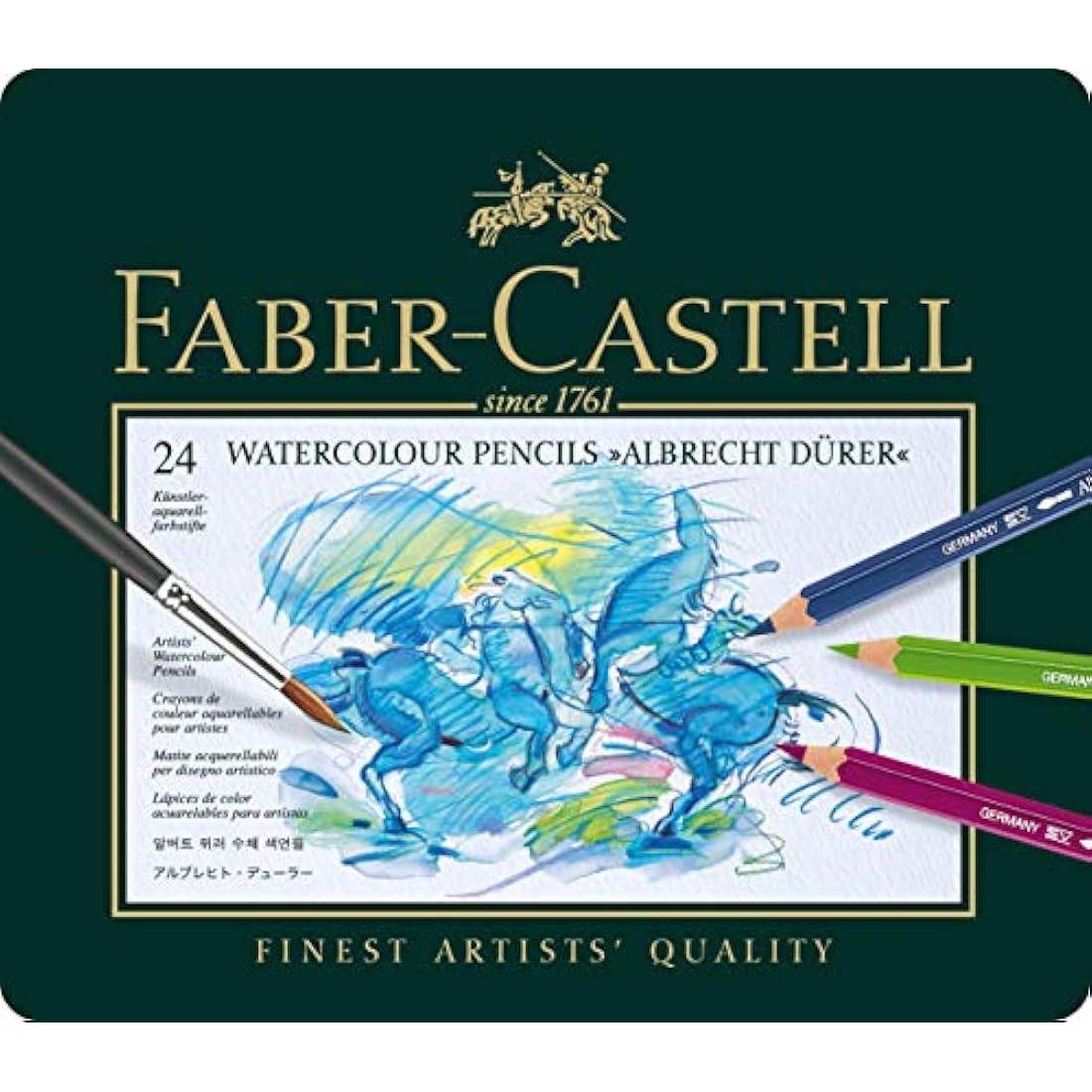 Faber-Castell Watercolour Pencil Set Complete with Watercolour Pencils ABLRECHT DÜRER and Water Tank Brush