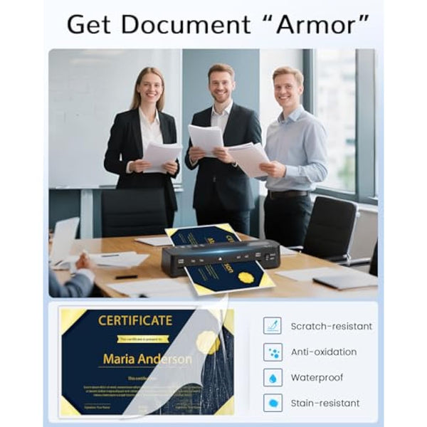 MAXDONE A4 Laminator Laminator Machine - Thermal and Cold A4 Laminators Machine with 10 Laminating Pouches, Laminating Machine 80-125 Mic and 90-s Warm Up A4/A5/A6 for School Home (Black)