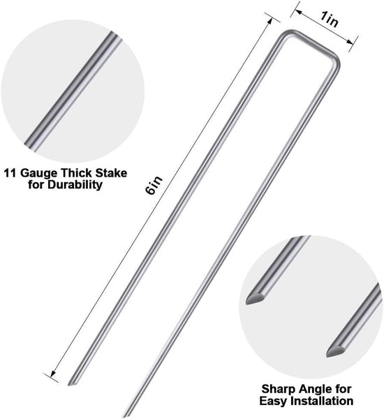 Amagabeli Garden Home Weed Membrane Pegs Garden Pegs 500 Pack 6 Inch Garden Stakes Galvanized Garden Securing Pegs Garden Staples Landscape Staples