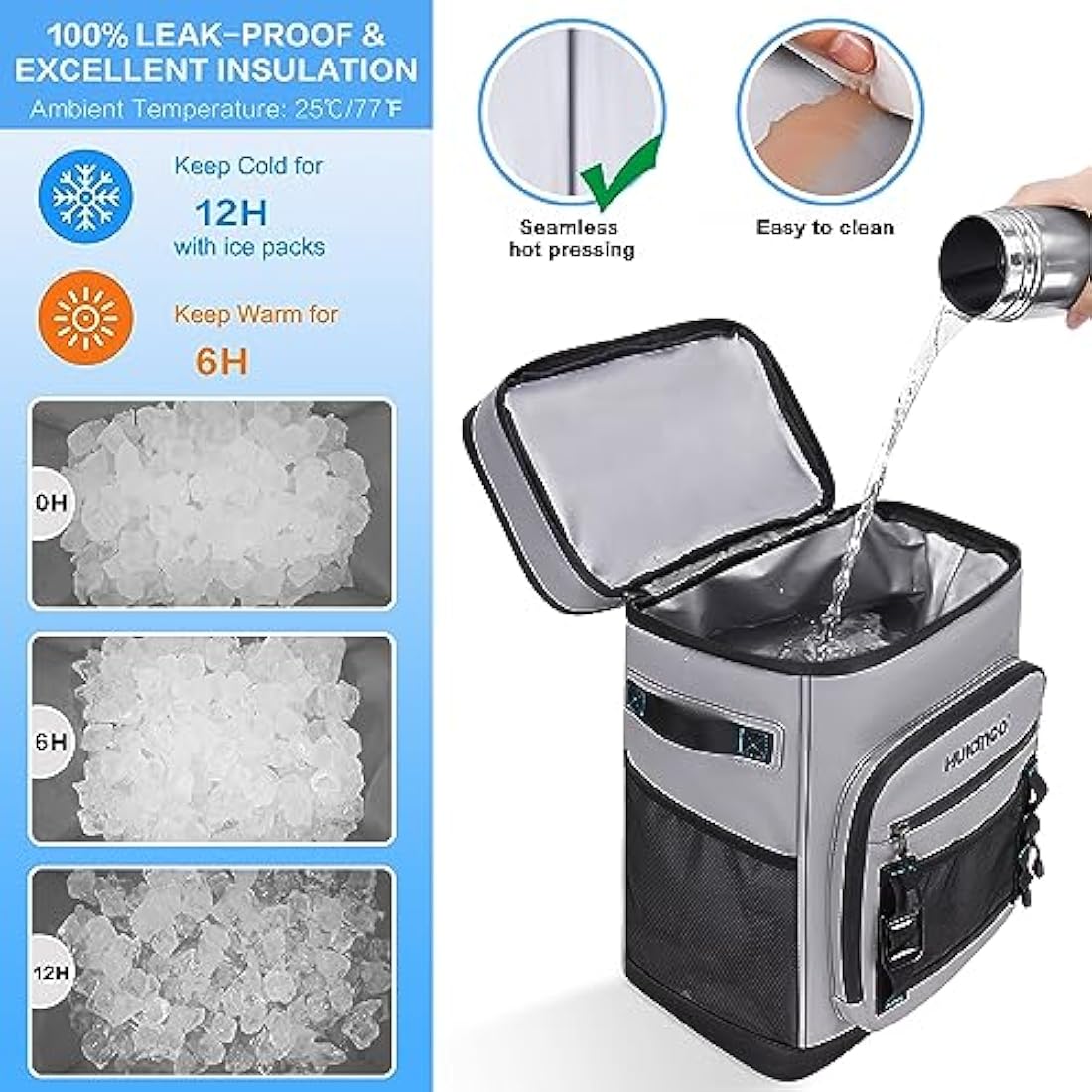 Hulongo Large Waterproof Insulated Cooler Backpack for Men & Women, Leak Proof Cooler Backpack