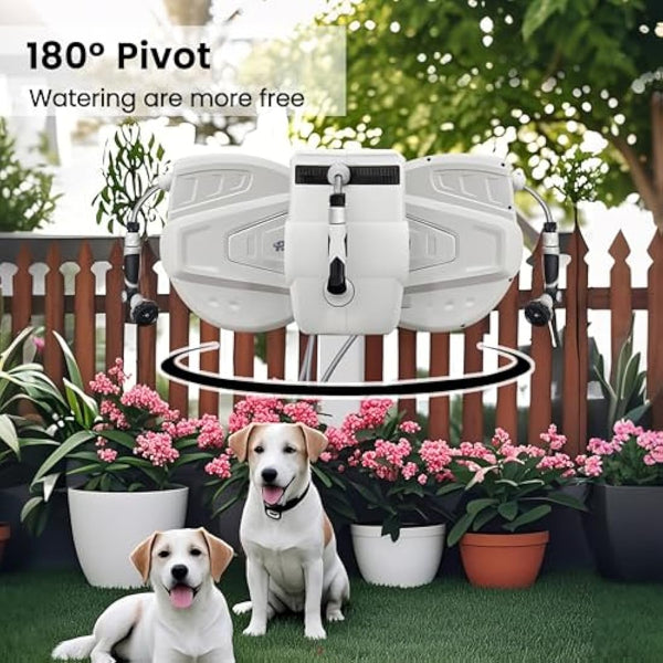 Roywel Auto Reel Garden Hose 30M，Hose Reel Wall Mounted，Auto Rewind, Self-Locking System,180° Pivotal with Multifunction Spray Nozzle