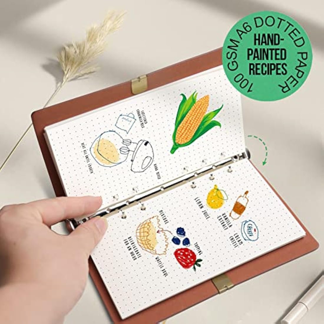 FANDAMEI 180 Sheets/360 Pages A6 Refills Dotted Paper, 100 GSM Personal Organiser Inserts for A6 Binder, 6-Hole Dot Paper, 171x94mm