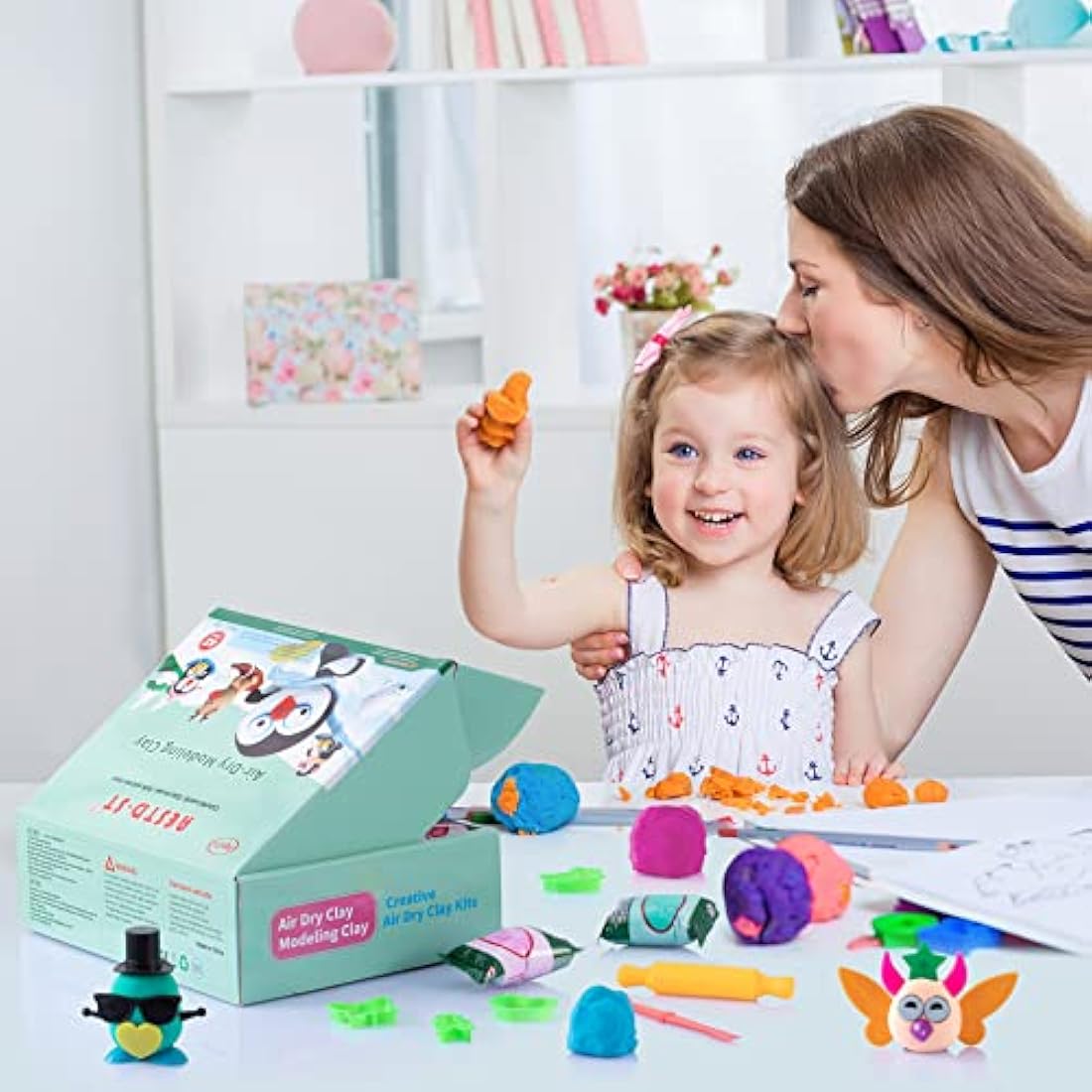 Air Dry Clay Kit, 42 Corlors Modelling Clay for Kids, Safe & Non-Toxic Ultra Light DIY Model Magic Clay, Molding Clay with Sculpting Tools,Arts and Crafts Kits for Kids Boys Girls Toys.
