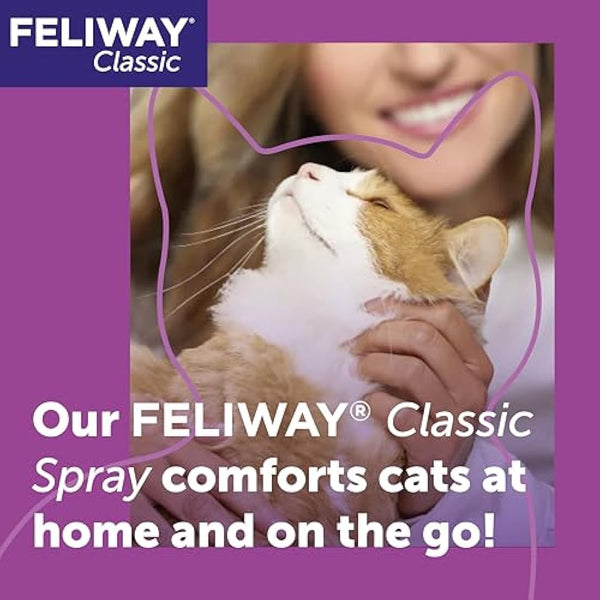 FELIWAY Classic Cat Calming Odourless Spray, 20ml - Comforts Cats at Home and On the Go and Reduces Stress During Travel, Veterinary Recommended, Drug-free, Clinically Proven