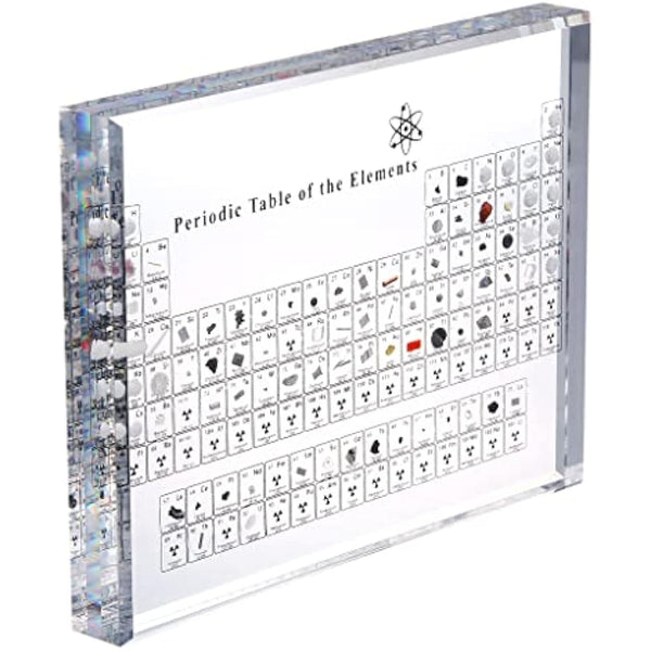 Acrylic Periodic Table Display with Real Elements, Chemical Elements Display,Periodic Table of Elements,Teaching School Day Birthday Gifts