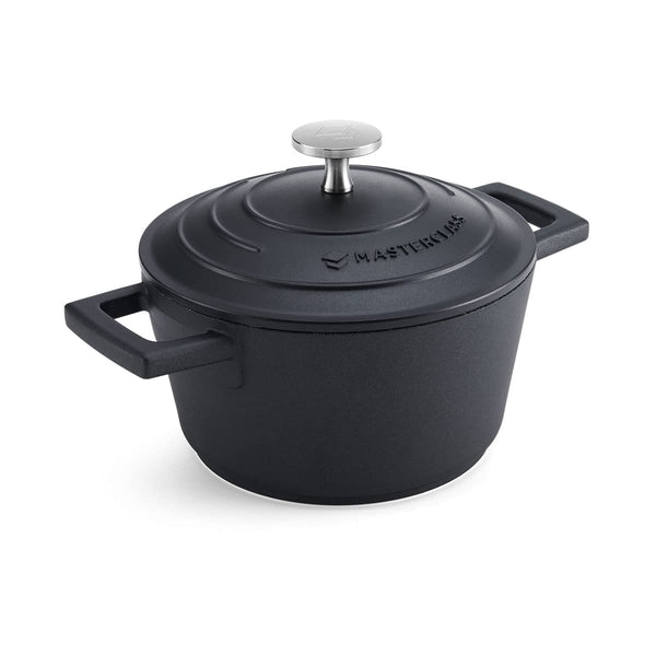 MasterClass Casserole Dish With Lid, Medium 4L/24 cm, Lightweight Cast Aluminium, Induction Hob And Oven Safe, Black