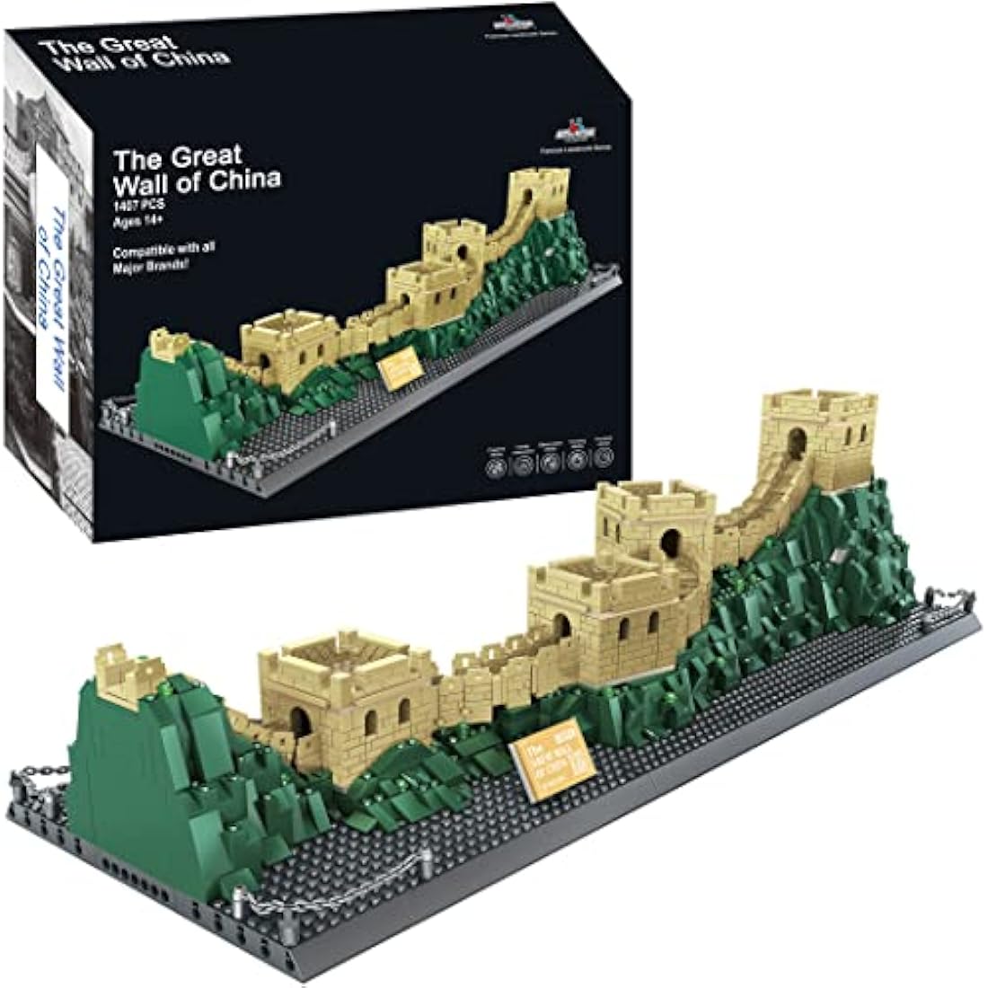 APOSTROPHE Games Great Wall of China Building Block Set (1407 Pieces) China's Great Wall Famous Landmark Series - Architecture Model for Kids and Adults