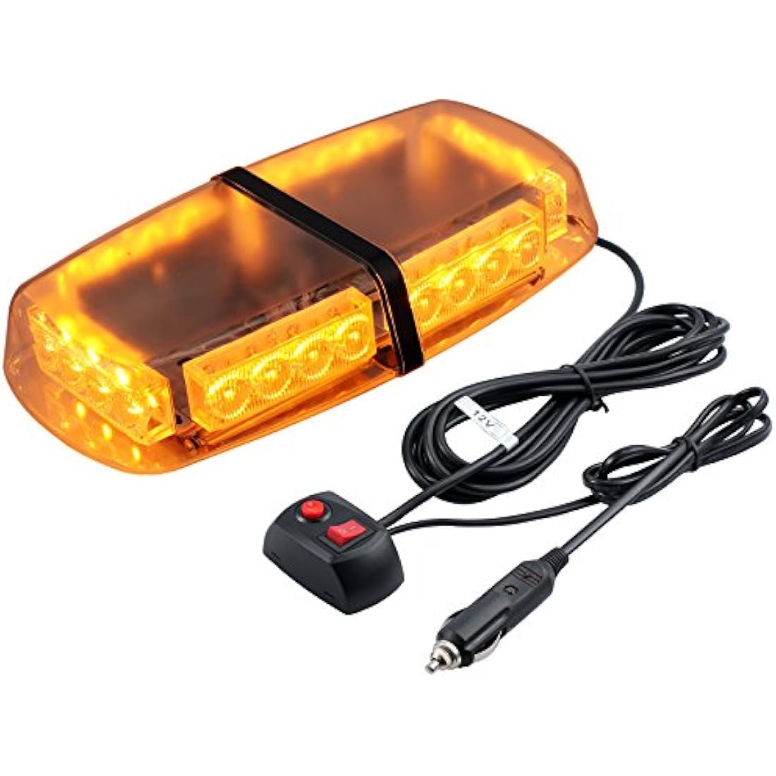 PROZOR Flashing Beacon Light 24LEDs 24W Amber Strobe Lights with Magnetic Base and 5m/16.4ft Cable 7 Modes Recovery Lights Car Emergency Light IP65 Waterproof for 12V Tractors Cars Truck SUV