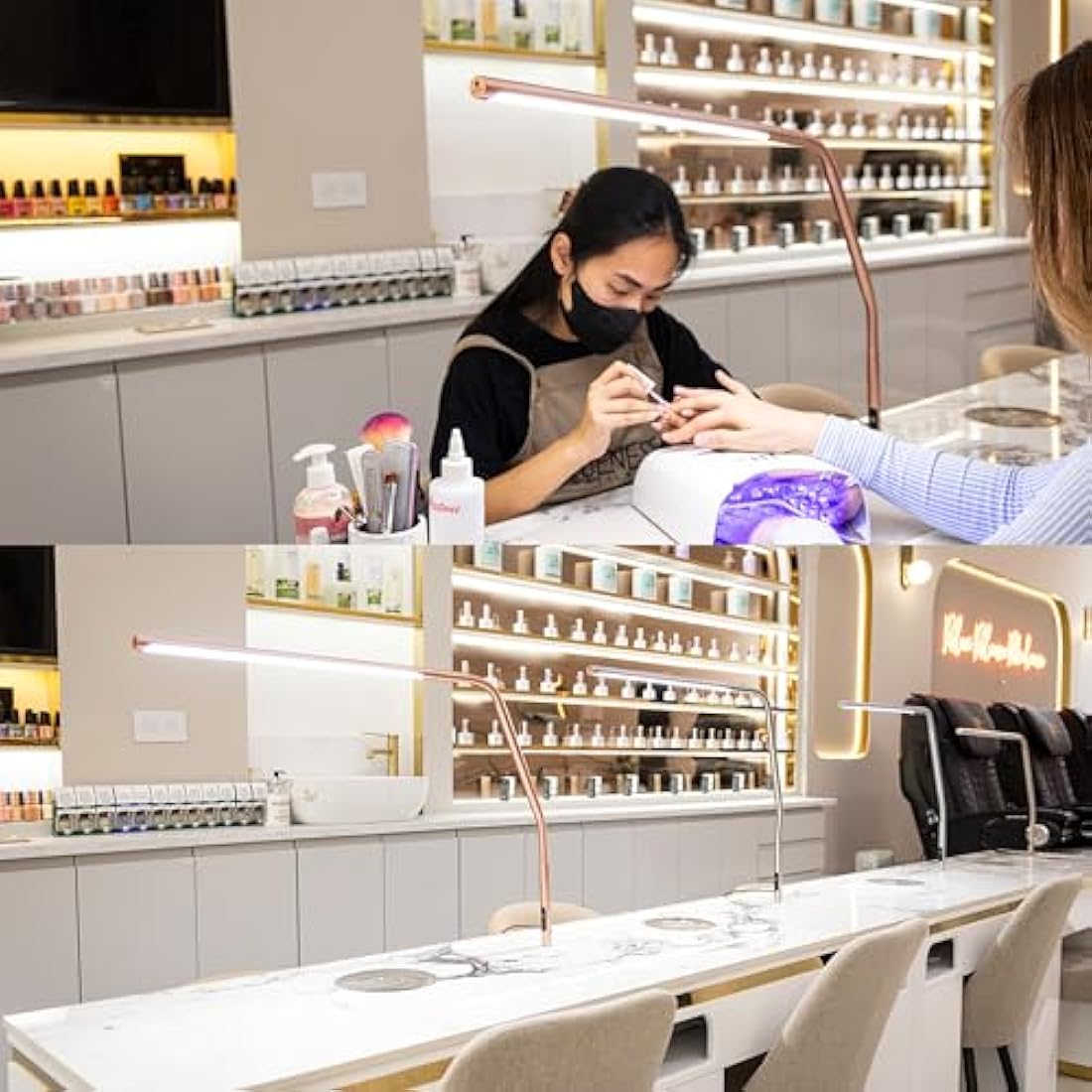 Daylight Slimline 4™ LED Table Lamp in Rose Gold - 6,000K, 3,200 Lux, 4 Brightness Levels, USB-C Charging Port, Anti-Glare Diffuser, Flexible Design, Art & Craft, Sewing, Nail Salon