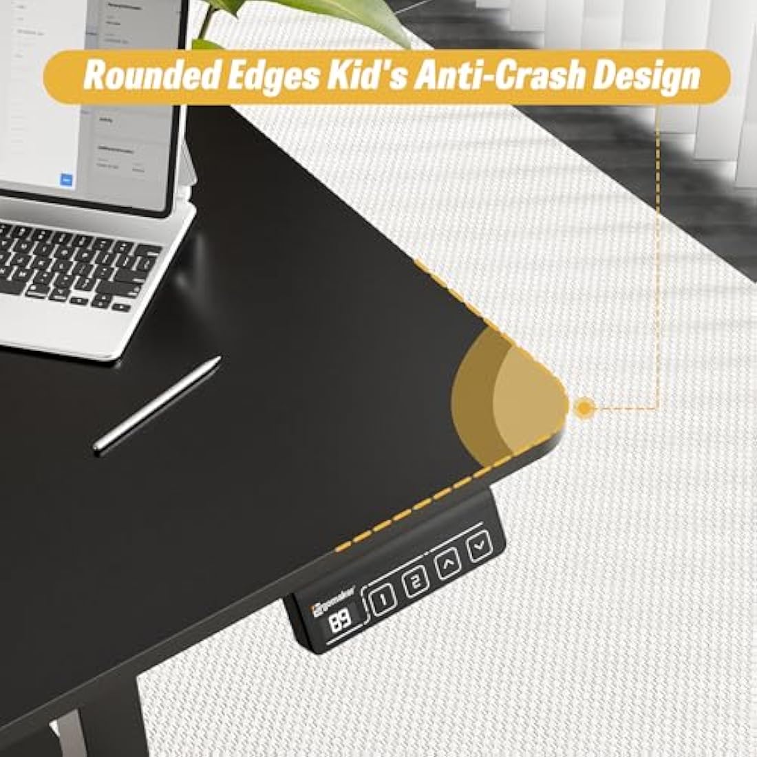 ERGOMAKER Electric Standing Desk 140x60cm (55.1"x23.6"), Height Adjustable Standing Desk with Splice Board, Stand Up Desk with Backpack Hook and Memory Smart Handset(Black Frame + Black Desktop)