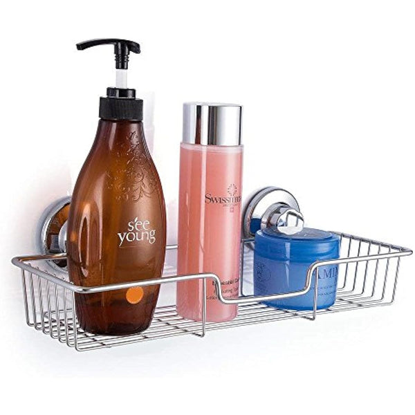 SANNO Shower Caddy,Strong Suction Cup Bathroom Shower Caddies,Bath Shelf Storage Combo Organizer Basket, Kitchen & Bathroom Accessories Shampoo Conditioner - Rustproof Stainless Steel(Set of 2)