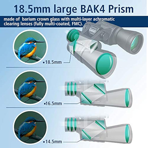 20x50 High Power Binoculars for Adults with Clear Vision, BAK4 Prism, FMC Lens, Waterproof Binoculars Telescope for Bird Watching Hunting Travel Football Games Stargazing with Carrying Case and Strap
