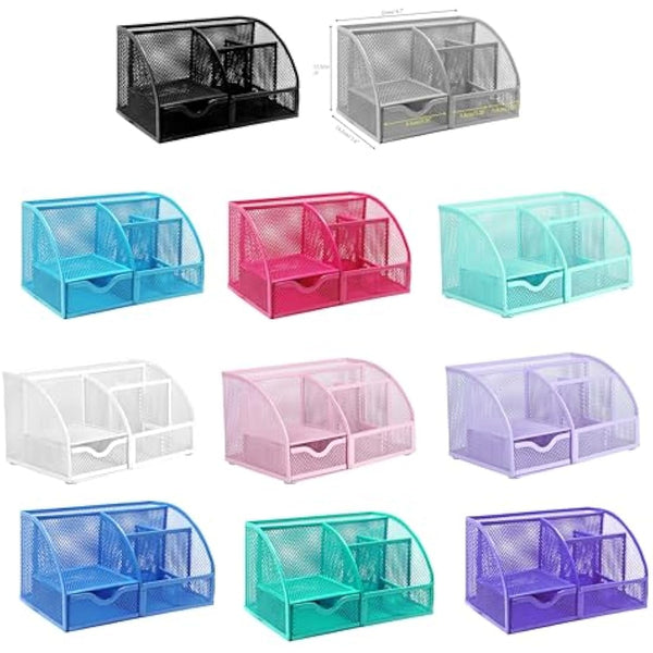 EXERZ Desk Organiser/Mesh Desk Tidy Caddy/Pencil Holder Multifunctional with 7 Compartments