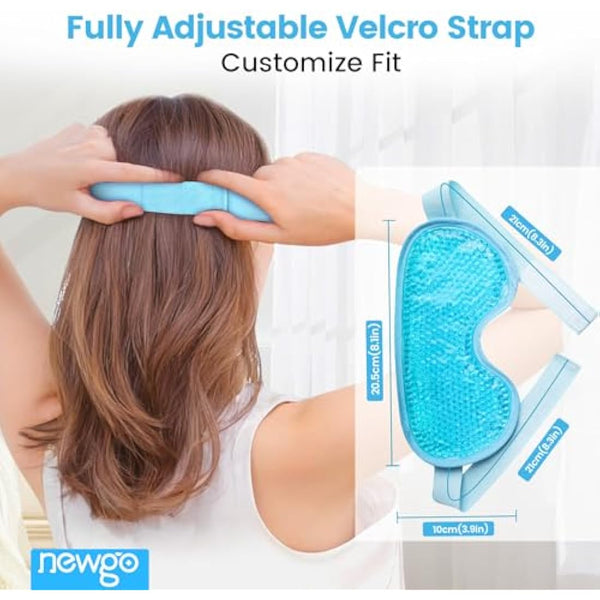 NEWGO Cooling Eye Mask for Puffy Eyes, Reusable Hot Cold Therapy Gel Cold Eye Mask for Migraine, Headache, Dark Circles, Dry Swollen Eyes, Sinus Pain-Light Blue