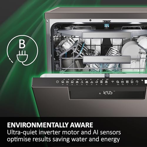 Haier XI1C3TB2FB-80 I-Pro Shine Series 4 Integrated Dishwasher, 11 place Setting, Black Bezel, C Rated