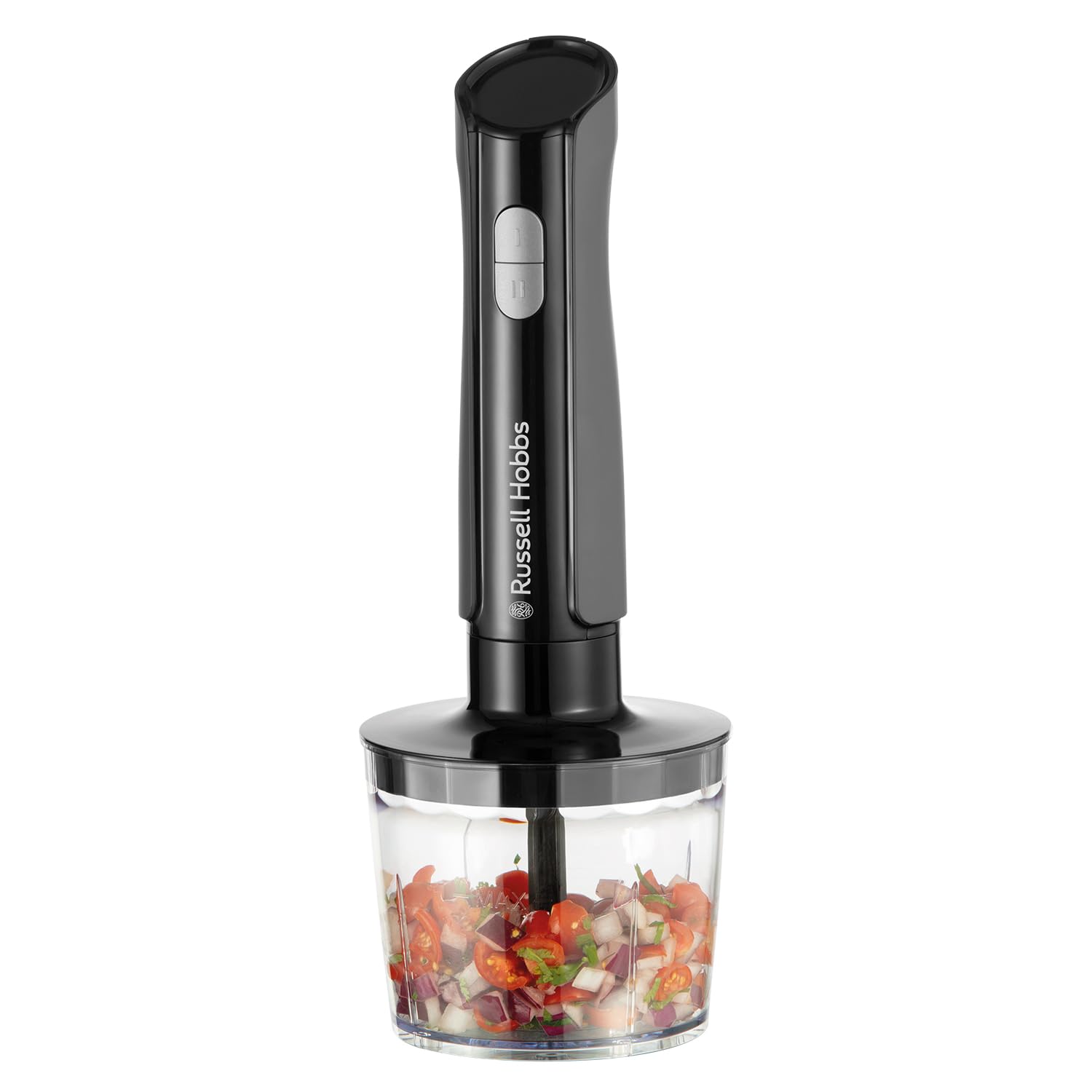 Russell Hobbs Desire 3 in 1 Electric Hand Blender, Fruit & Veg Mini Chopper & Whisk attachment, Stainless steel blending leg, whisk & blades, 500ml capacity chopping bowl & 700ml beaker, 500W, 24702