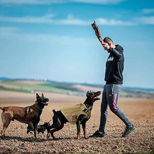 FEimaX Tactical Dog Harness for Military Patrol Working Dog No Pull Molle Vest Large Dogs Service Harness with Handle and Front Clip for Hunting Training Hiking (Brown, S)