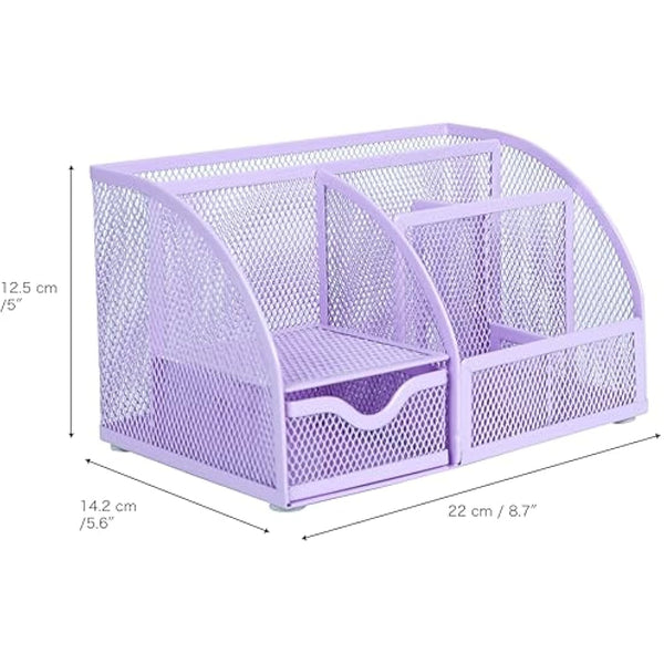 EXERZ Desk Organiser/Mesh Desk Tidy Caddy/Pencil Holder Multifunctional with 7 Compartments