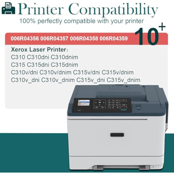 HenceBuy C310 C315 Toner Cartridges Compatible for Xerox C310 C310dni C310dnim C315 C315dni C315dnim Laser Printer 006R04356 006R04357 006R04358 006R04359 (Black Cyan Yellow Magenta, 4-Pack)