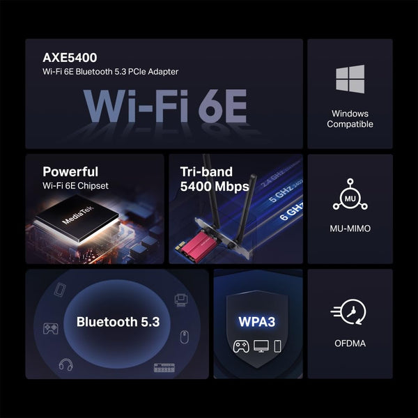 MERCUSYS MA30E AC1200Mbps Wireless Bluetooth 5.0 PCIe WiFi Adapter for PC, MU-MIMO Wider Signal Coverage PCIe WiFi Card, Network Card for Desktop/PC Windows 10/11(64Bit)