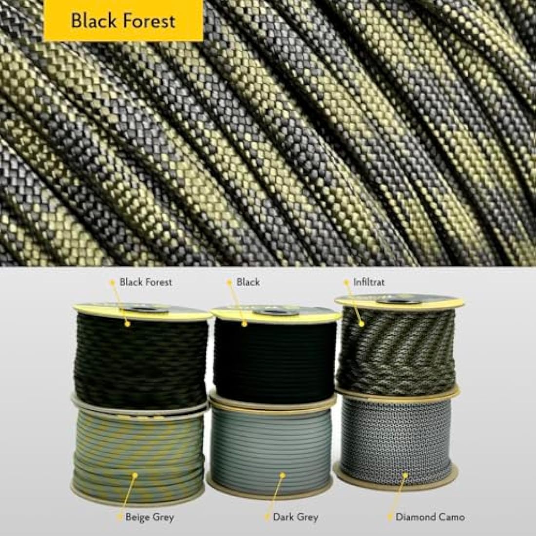 EdcX 4mm Rope 550 - Type III, 100% Rope, 7 Strand Rope, 4mm Rope in Solid Colors
